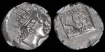 公元前88-前84年古希腊卡里亚罗德岛太阳神赫利俄斯与玫瑰花1德拉克马银币 NGC Ch AU 5746588-124