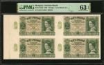 HUNGARY. National Bank. 2 Pengo, 1940. P-108a. Uncut Block of (4). PMG Choice Uncirculated 63 EPQ.