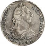 CHILE. 8 Reales, 1791-So DA. Santiago Mint. Charles IV. PCGS EF-40 Gold Shield.