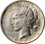 1921 Peace Silver Dollar. High Relief. MS-63+ (PCGS).
