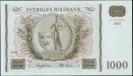 SWEDEN. Sveriges Riksbank. 1000 Kronor, 1952-55 Issue. P-46a. PMG Gem Uncirculated 66 EPQ.