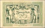 GERMANY. Imperial Treasury Note. 20 Mark, 1882. P-5. PMG About Uncirculated 55.