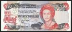Central Bank of the Bahamas, $20, ND (1984), prefix G, black, pale red and mauve, Elizabeth II at ri
