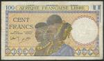 Afrique Française Libre, 100 francs, 31 May 1943, prefiC, blue and pale brown, two indigenous women 
