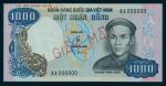 South Viet Nam, specimen 1000 Dong, ND(1975), serial number A1 000000, blue and multicoloured, man a