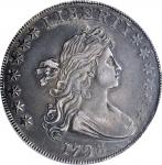 1798 Draped Bust Silver Dollar. Heraldic Eagle. BB-110, B-16. Rarity-6. Pointed 9, Wide Date. EF Det