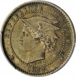 HAITI. Copper-Nickel-Zinc 20 Centimes Essai (Pattern), 1877-IB CT. Strasbourg Mint. Republic. PCGS S
