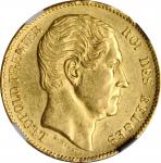 BELGIUM. 20 Francs, 1865. Brussels Mint. Leopold I. NGC MS-61.