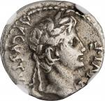 AUGUSTUS, 27 B.C.- A.D. 14. AR Denarius, Lugdunum Mint, 8 B.C. NGC Ch F. Scuff.