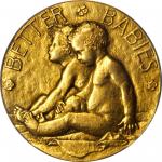 1913 Better Babies Medal. Gold. 34 mm. 32.76 grams. By Laura Gardin Fraser. AU-50 (ANACS).