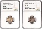 GREAT BRITAIN. Duo of 6 Pence (2 Pieces), 1887-98. London Mint. Victoria. Both NGC Certified.
