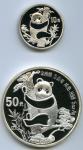 People s Republic of China Two-piece lot of 10 & 50 Yuan silver Panda 1987, KM167 & 168, both Choice