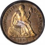 1863 Liberty Seated Dime. Proof-66 (PCGS). CAC. OGH.