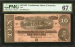 T-68. Confederate Currency. 1864 $10. PMG Superb Gem Uncirculated 67 EPQ.