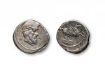 古罗马共和时期生殖器之神普利亚普斯一第纳尔银币一枚，重：3.83g，VF