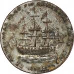 1778-1779 (ca. 1780) Rhode Island Ship Medal. Betts-563, W-1740var. Wreath Below Ship. Silvered. EF-