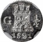 GUATEMALA. 1/4 Real, 1821-G. Nueva Guatemala Mint. Ferdinand VII. NGC MS-66.