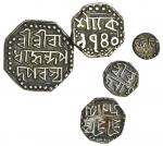 Assam, Brajnatha Simha (1817/18 ? 1819), octagonal Half-Rupee, 5.75g, undated, Quarter-Rupee, 2.68g,