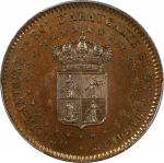 ARGENTINA. Araucania and Patagonia (New France). Copper 2 Centavos Fantasy Pattern, 1874. PCGS MS-65