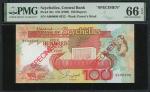 1989年塞席尔100卢比样票，编号A000000，PMG 66EPQ
