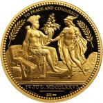 1776 United States Diplomatic Medal. Modern Paris Mint Dies. Gold. 41 mm. 2 ounces. 999 fine. Gem Pr