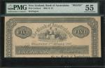 1916年纽西兰澳大拉西亚银行5镑试印样票，PMG 55，背有贴痕