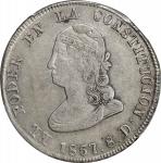 ECUADOR. 4 Reales, 1857-QUITO GJ. Quito Mint. PCGS AU-50.