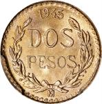 MEXICO. 2 Pesos, 1945-Mo. Mexico City Mint. PCGS MS 67.