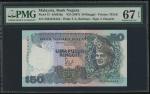 1987年(无日期）马来西亚银行50令吉，幸运号ZM4444444，PMG67EPQ。Bank Negara, Malaysia, 50 ringgit, no date (1987), solid 