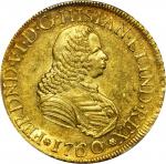 COLOMBIA. 1760-J 8 Escudos. Popayán mint. Ferdinand VI (1746-1759). Restrepo M26.6. MS-61 (PCGS).