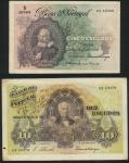 Banco de Portugal, 5 Escudos, 10 Escudos, 10th July 1920, 9th August 1920, serial number FC 10358, C