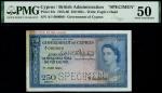 Government of Cyprus, specimen 250 mils, 1 June 1955, serial number A/1 000000, blue and pink (Pick 