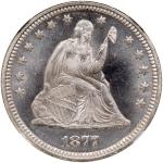 1877 Liberty Seated Quarter Dollar. NGC MS67