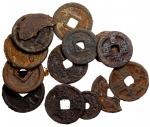 五代十国时期铜钱13枚一组 好品