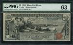 United States of America, $1 (Educational note), 1896, blue serial number 27594895, dark and light g