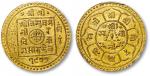 1920年尼珀尔沙阿王朝阿什拉菲（Ashraphi）金币一枚，打制清晰立体，底版平整，金色纯正，品相极佳，金盾PCGS MS63，为此公司此品种唯一之第二名分数，且高于此分数者仅一枚