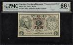 SWEDEN. Sveriges Riksbank. 5 Kronor, 1948. P-41a. PMG Gem Uncirculated 66 EPQ. Commemorative.