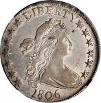 1806 Draped Bust Half Dollar. O-109, T-15. Rarity-1. Pointed 6, Stem Not Through Claw. EF-45 (NGC).