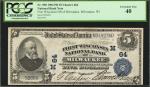 Milwaukee, Wisconsin. $5 1902 Plain Back. Fr. 598. The First NB. Charter #64. PCGS Currency Extremel