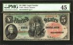 Fr. 64. 1869 $5 Legal Tender Note. PMG Choice Extremely Fine 45.