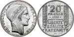 FRANCEIIIe République (1870-1940). Essai de 20 francs Turin en aluminium, de poids 3,5 g 1938, Paris