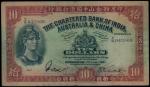The Chartered Bank of India, Australia and China, $10, 1.7.1931, serial number T/G 042860, red and b