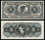 Costa Rica. Banco Mercantil de Costa Rica. 5 Colones. 1910-16. S201s. Black on multicolor. Eagle. 00