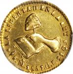 MEXICO. 1/2 Escudo, 1857-Mo GF. PCGS Genuine--Mount Removed, AU Details Gold Shield.