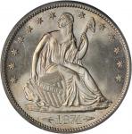 1874-S Liberty Seated Half Dollar. Arrows. WB-1. Rarity-3. Small Wide S. MS-64 (PCGS). CAC.