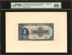 COLOMBIA. Banco de la República. 5 Pesos Oro, July 20, 1942. P-386p. Face and Back Proofs. PMG Gem U