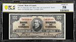 CANADA. Bank of Canada. 100 Dollars, 1937. BC-27c. PCGS Banknote Choice About Uncirculated 58.