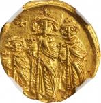 HERACLIUS, 610-641. AV Solidus (4.43 gms), Constantinople Mint, 7th Officinae. NGC MS, Strike: 5/5 S