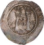 MEXICO. Cob 2 Reales, ND (1542-55)-Mo O. Mexico City Mint. Carlos & Johanna. PCGS AU-53.