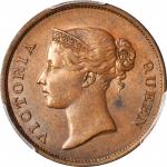 1845年1分加尔各答铸币厂 STRAITS SETTLEMENTS. Cent, 1845. Calcutta Mint. PCGS MS-63 BN Gold Shield.